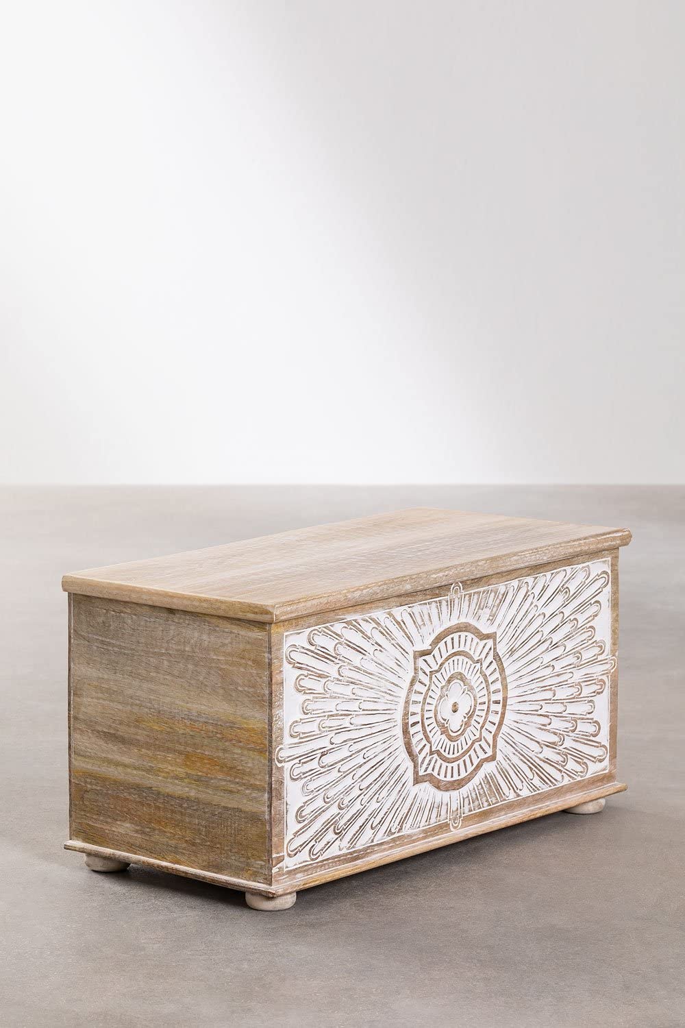 Sklum Songos baule legno mango 71,5 cm bianco vintage