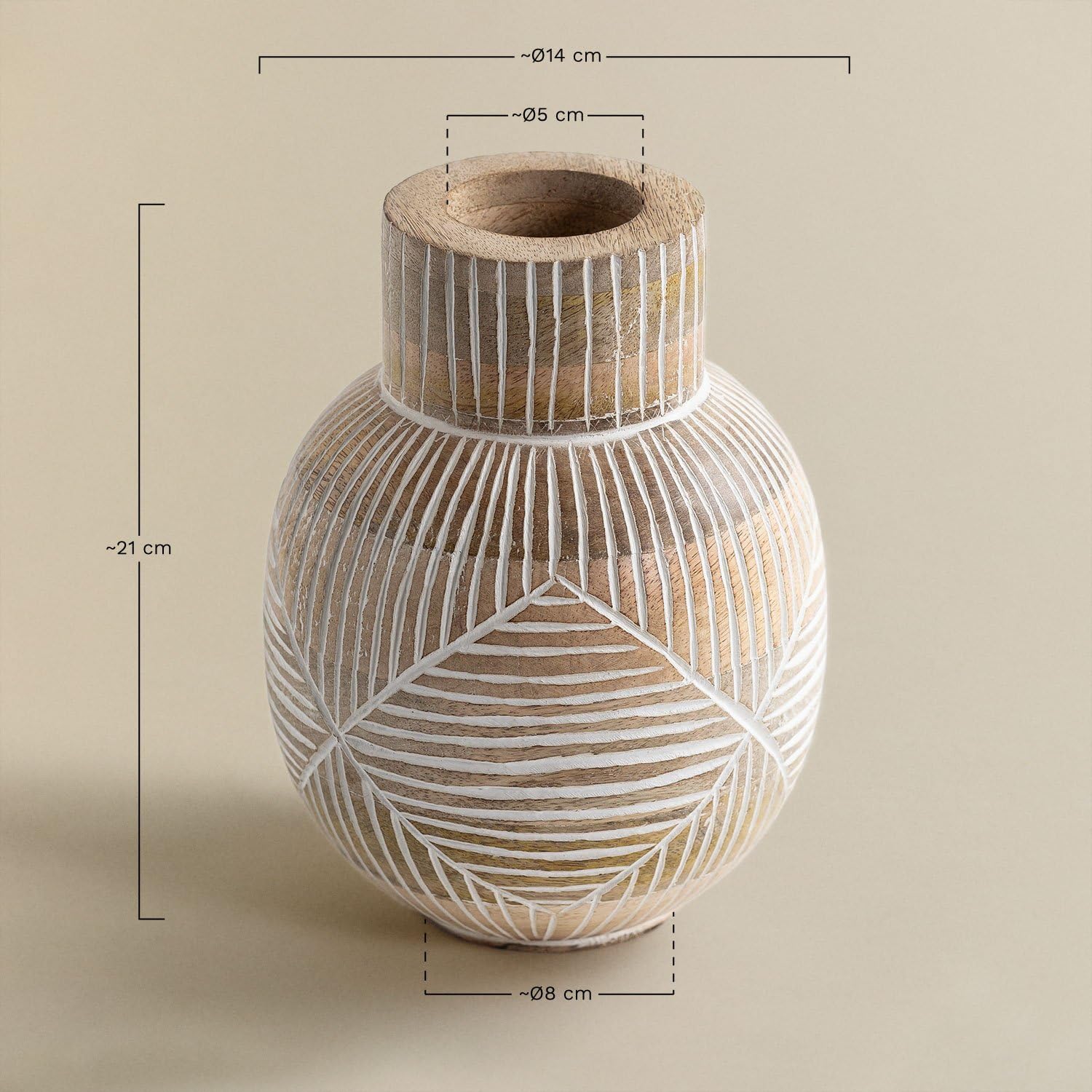 Sklum Gelo vaso in legno di mango 21 cm intagliato