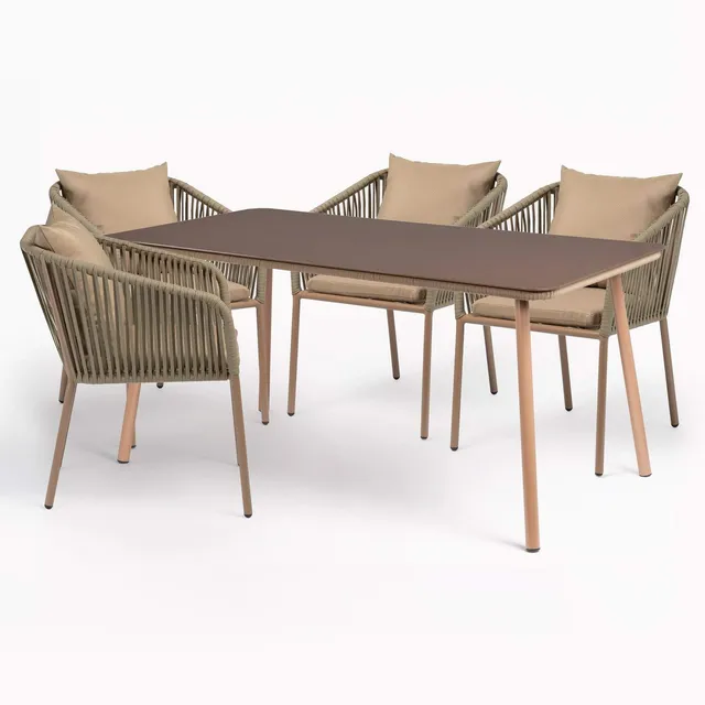 Sklum Arhiza Set Tavolo e 4 Sedie Classic Alluminio Vetro