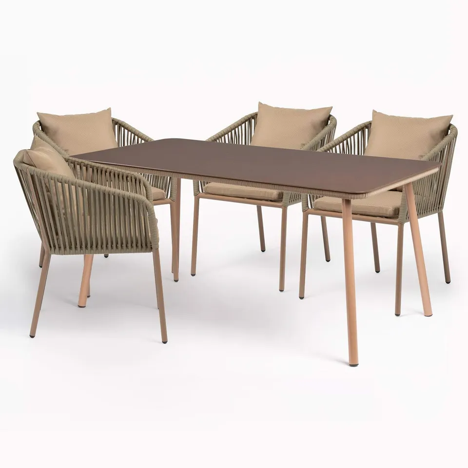 Sklum Arhiza Set Tavolo e 4 Sedie Classic Alluminio Vetro