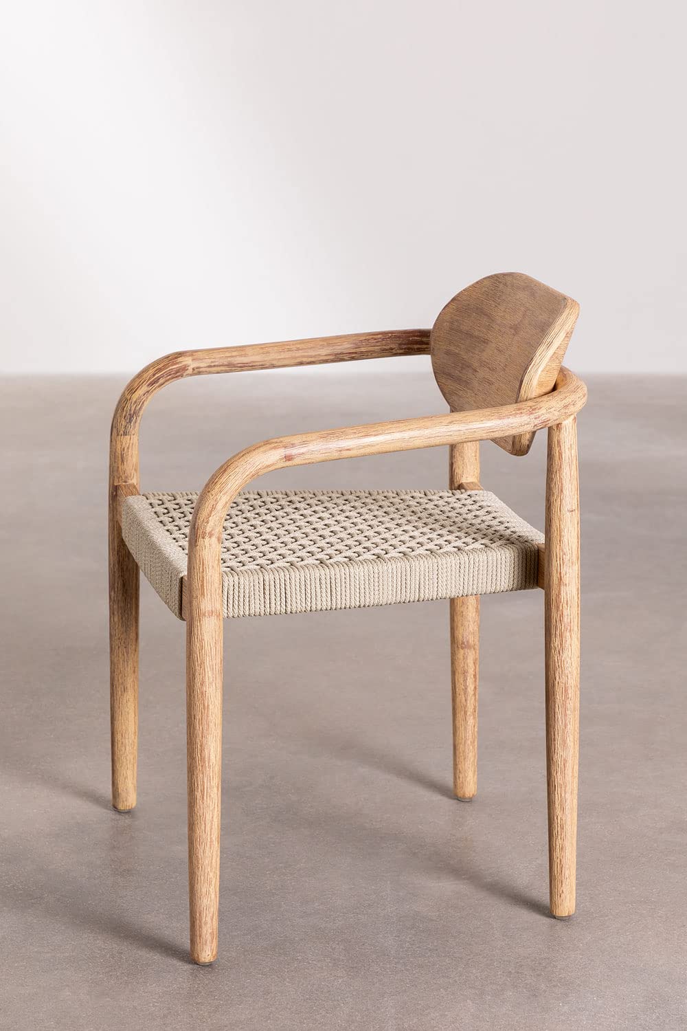 Sklum Naele set 4 sedie giardino legno e corda braccioli