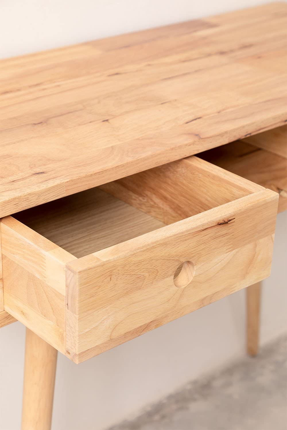 Sklum Arlan Scrivania in Legno Naturale 90x40 cm 2 Cassetti