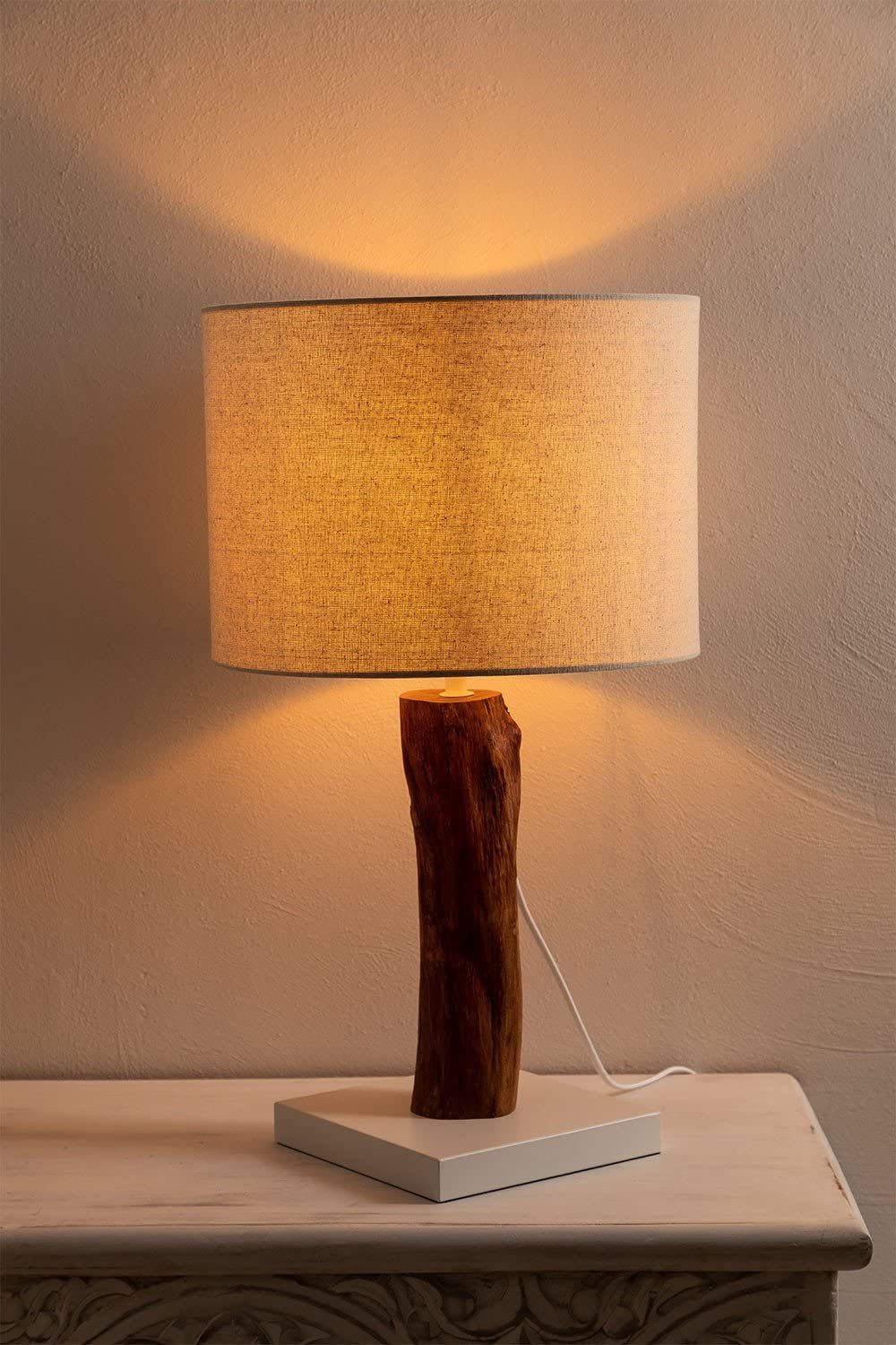 Sklum Lobra Lampada da Tavolo Bianca 61 cm in Legno