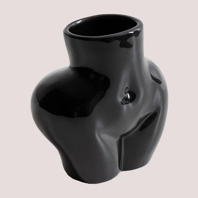 Sklum Isabela Vaso in Ceramica Nero Decorativo