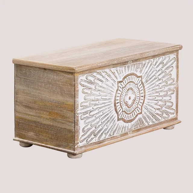 Sklum Songos baule legno mango 71,5 cm bianco vintage