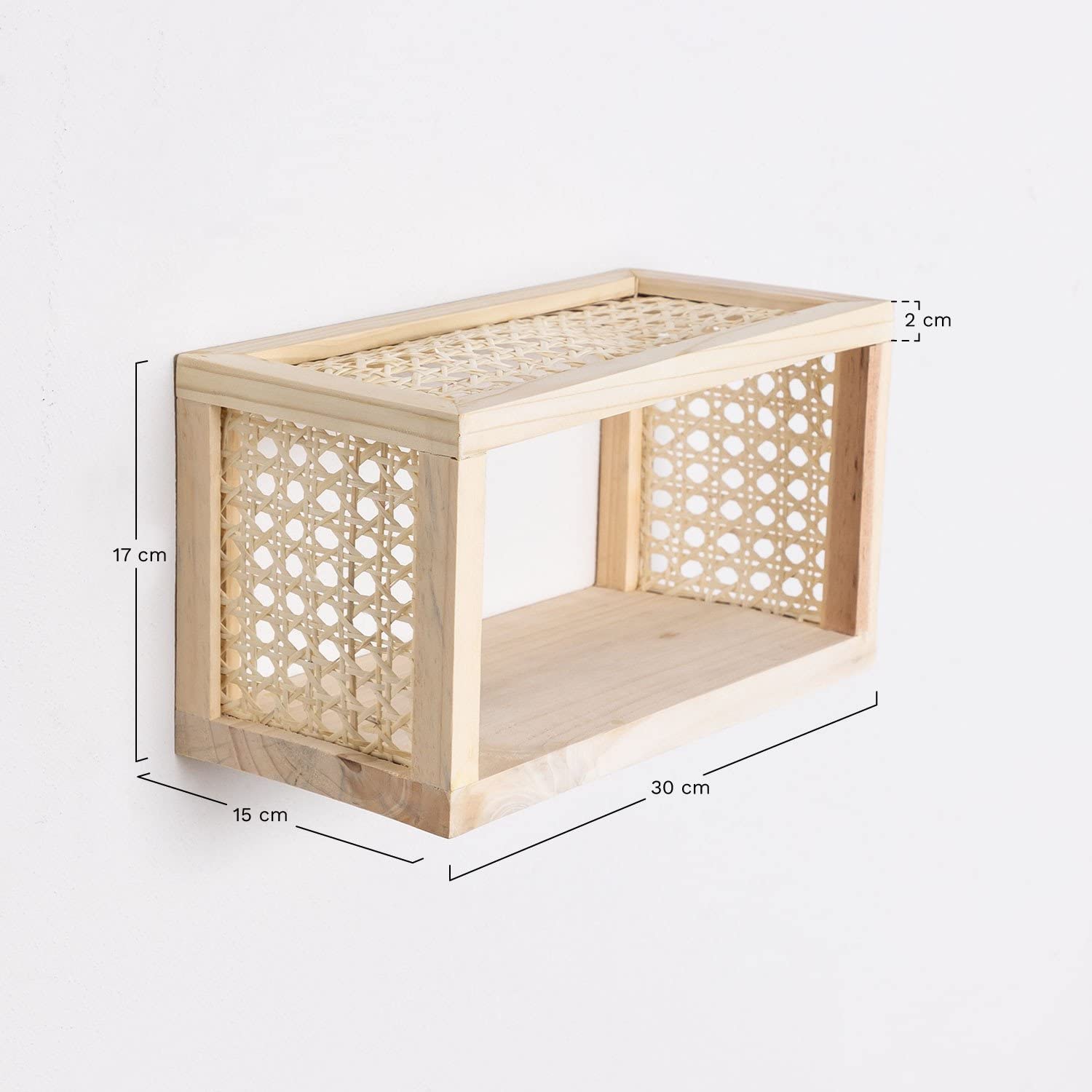 Sklum Kay mensola da parete legno 30 cm rattan