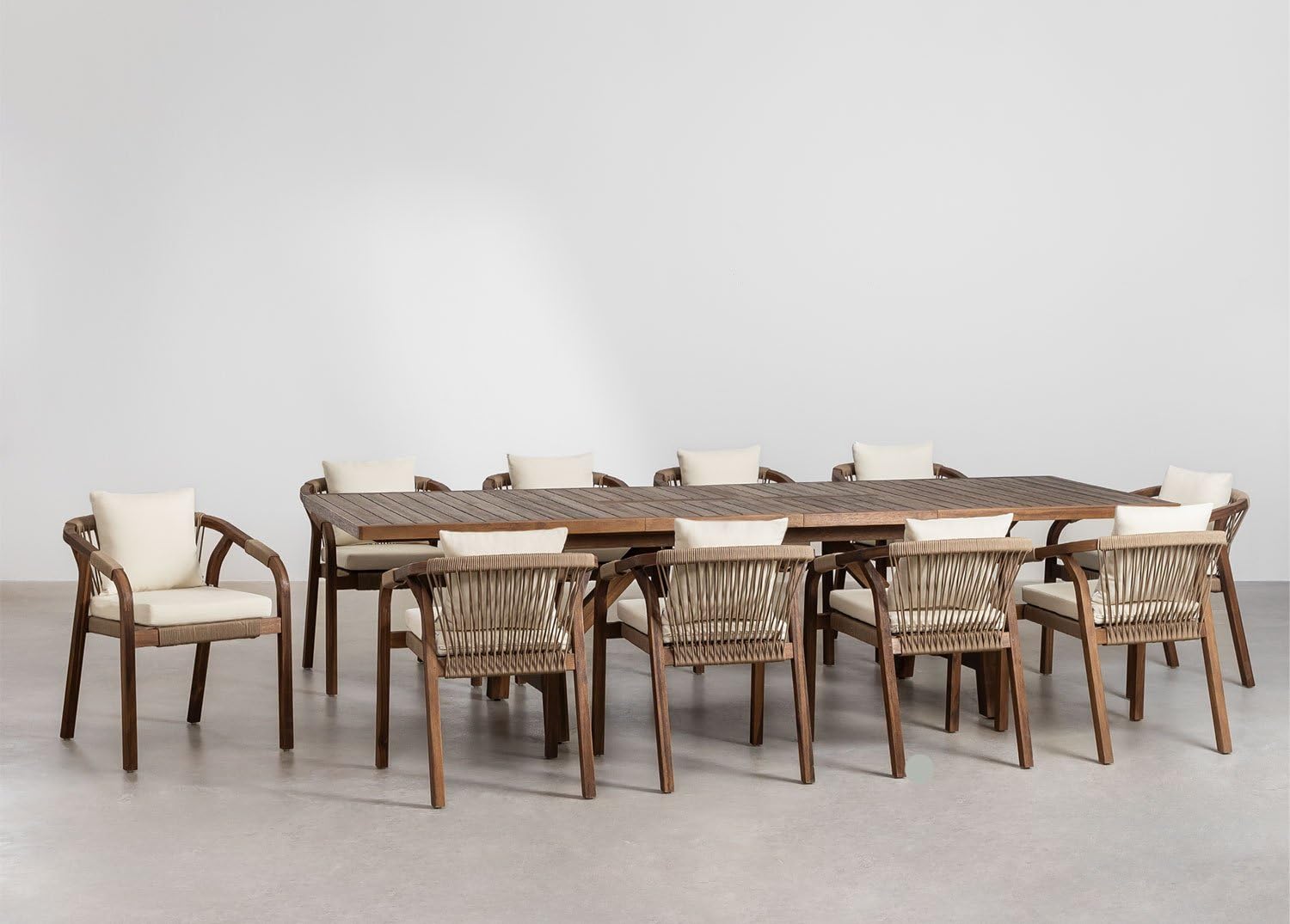 Sklum Dubai 200-300x100 set tavolo sedie giardino 10 sedie acacia