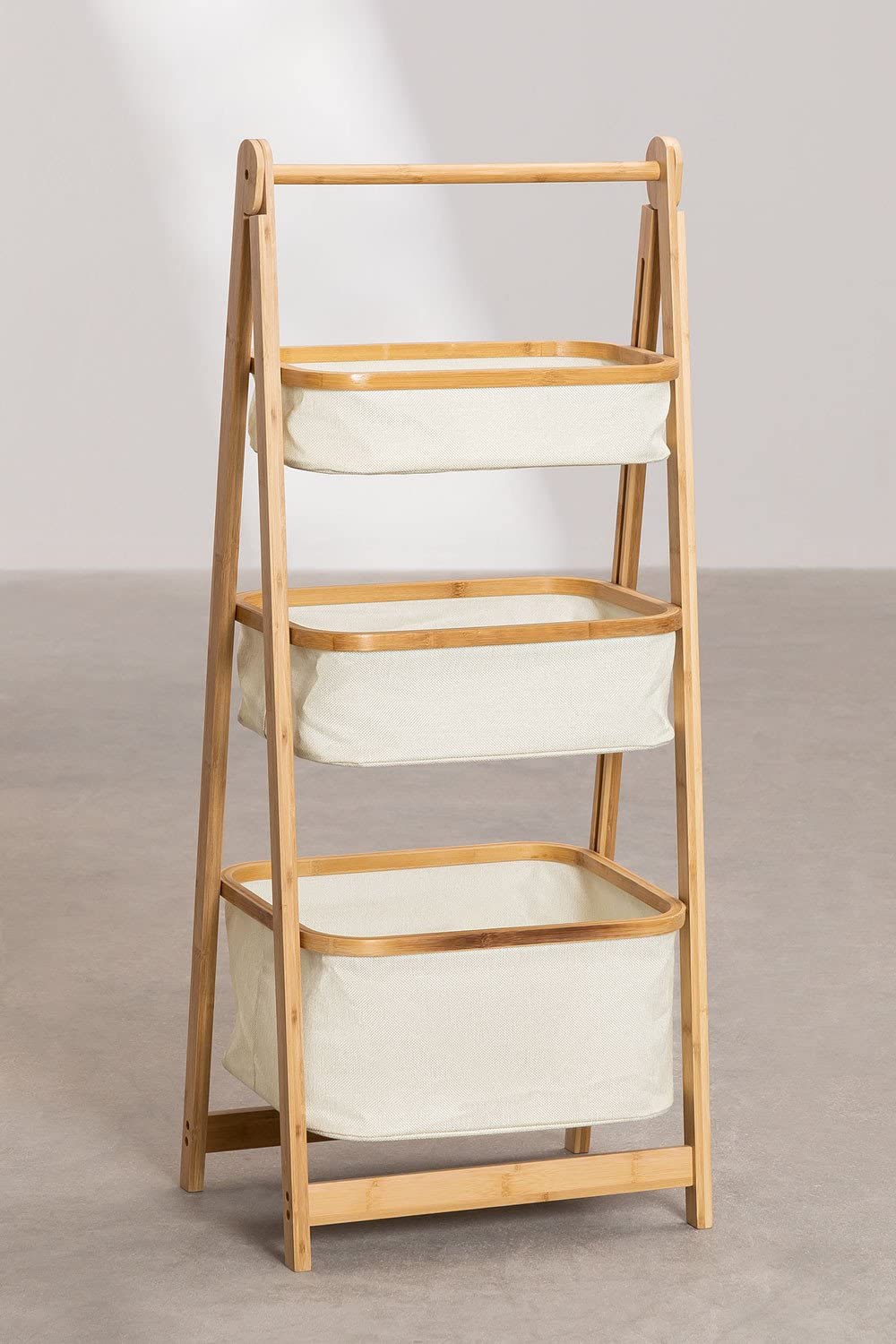 Sklum Yvet scaffale bambù bianco 3 cesti 108 cm