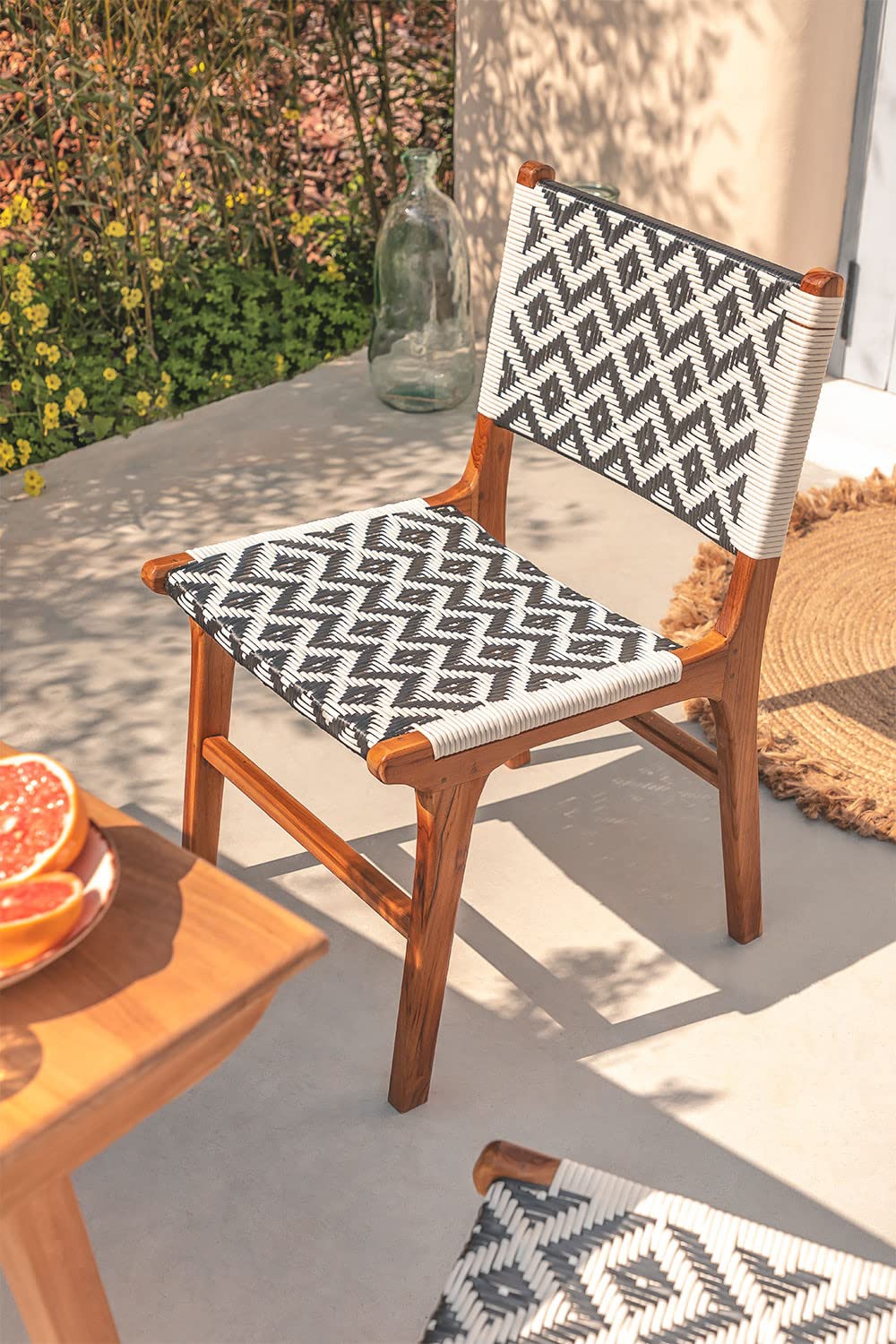 Sklum Vana sedia giardino teak e rattan naturale
