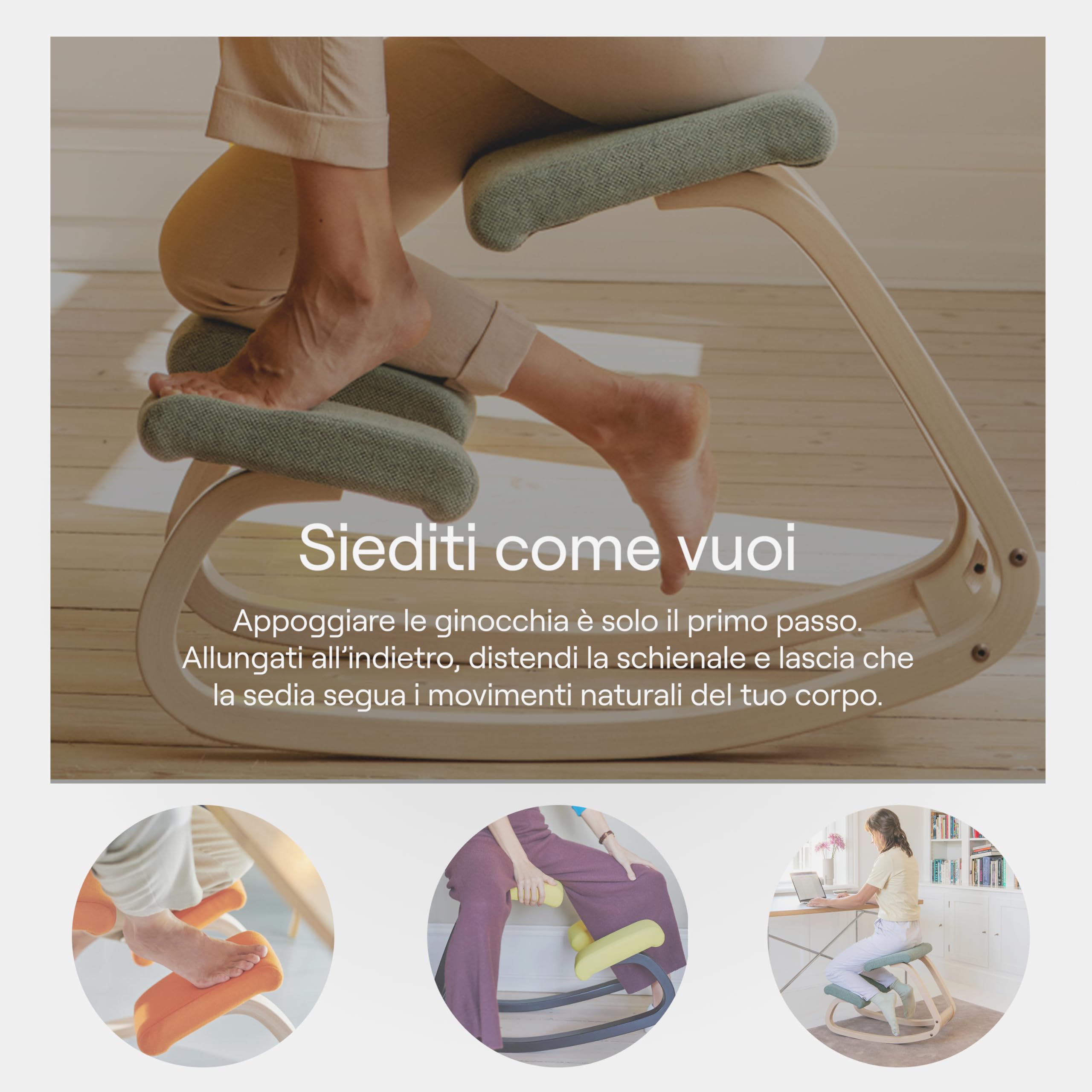 Varier Variable sedia ergonomica a dondolo naturale grigia