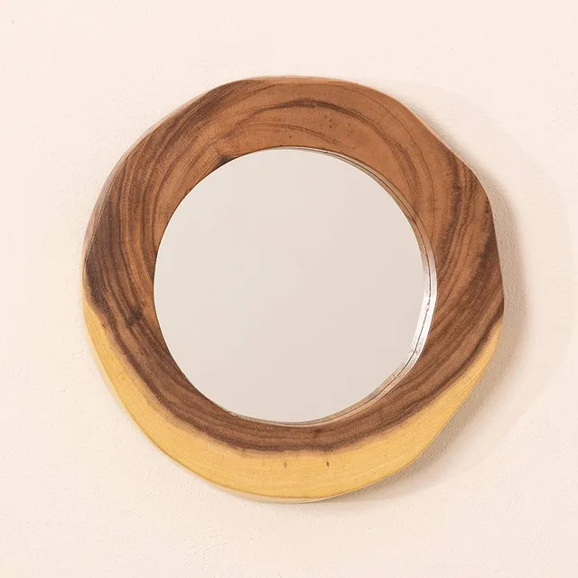 Sklum Vrao Specchio Rotondo 33,5x30,5 cm Legno Naturale