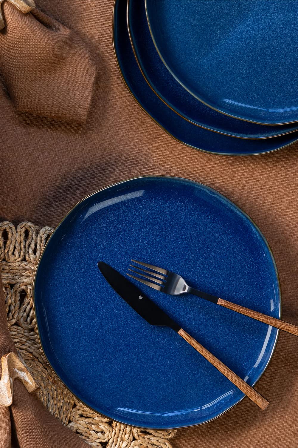 Sklum Biöh piatti piani porcellana blu set 4 pezzi