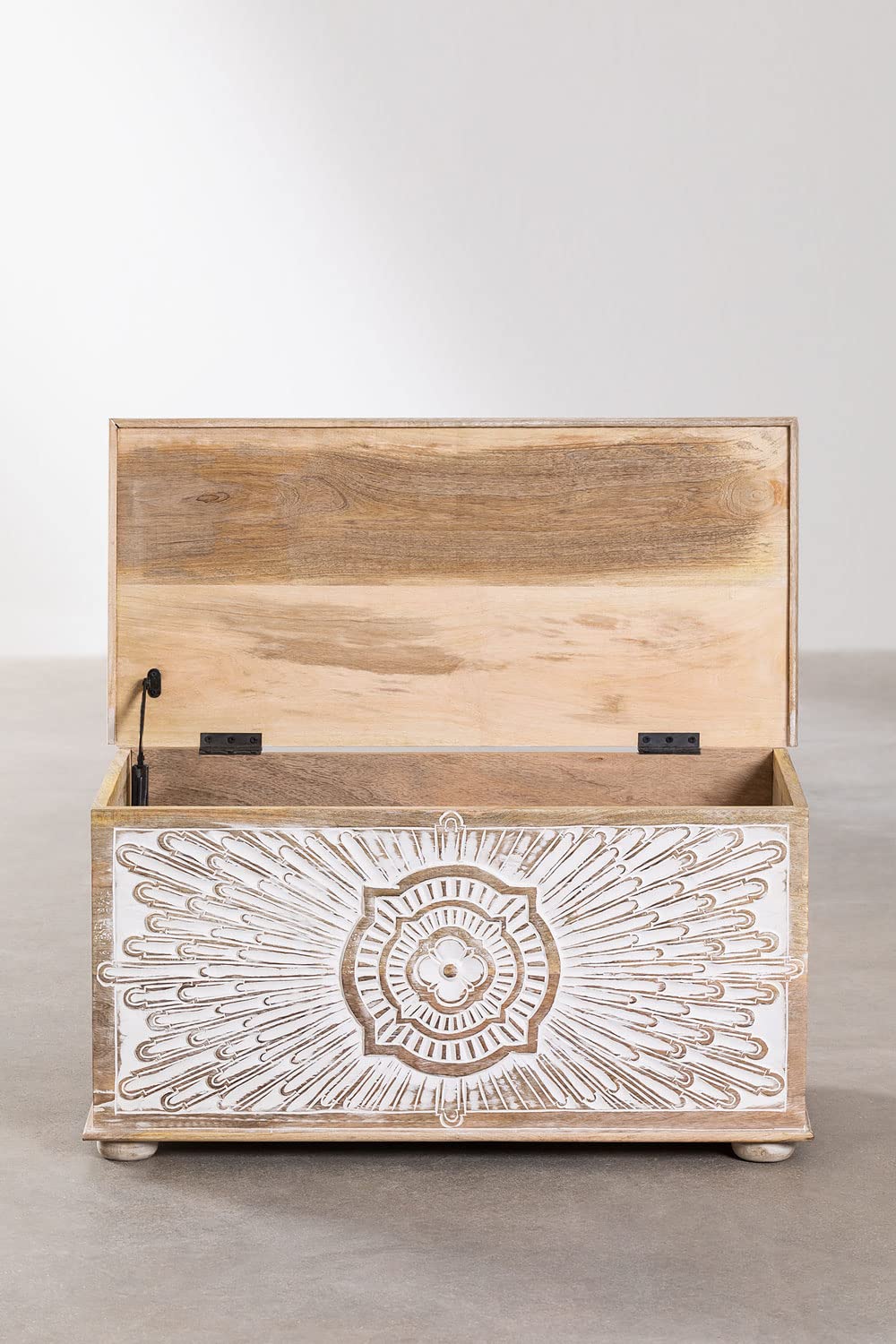 Sklum Songos baule legno mango 71,5 cm bianco vintage