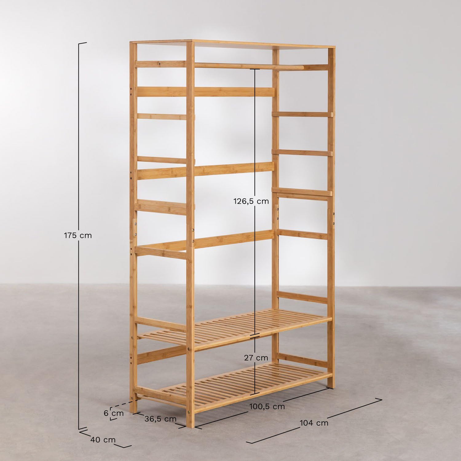Sklum Krauford armadio aperto in bambù 104 cm