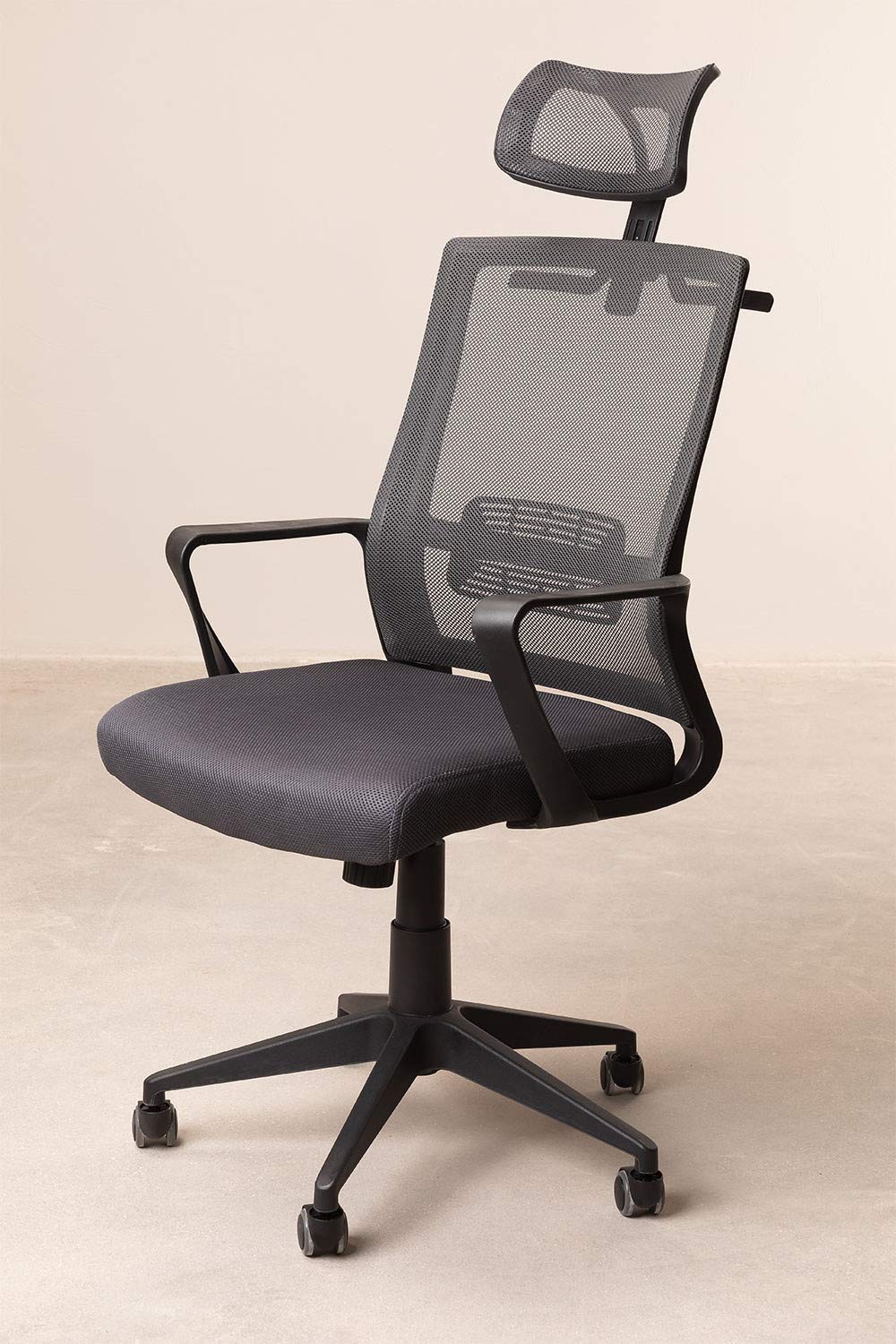 Sklum Teill Black Sedia Ufficio con Ruote Poggiatesta