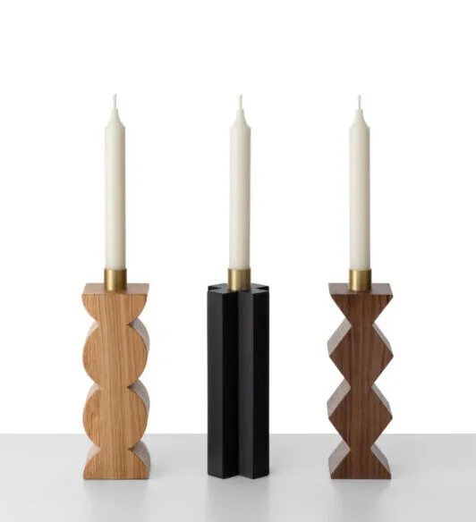 Colé Constantin set portacandele legno ottone