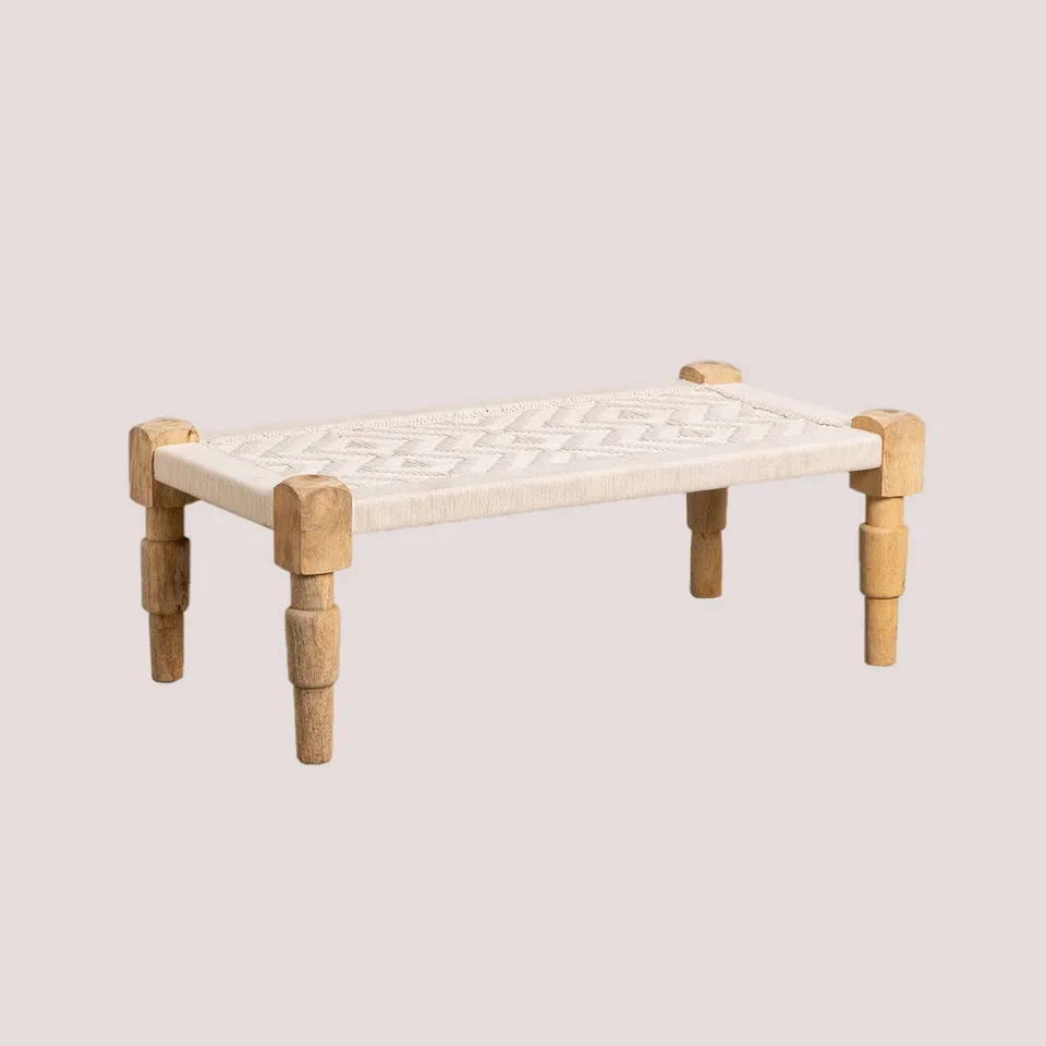 Sklum Kiron 100 cm tavolino macramè legno mango