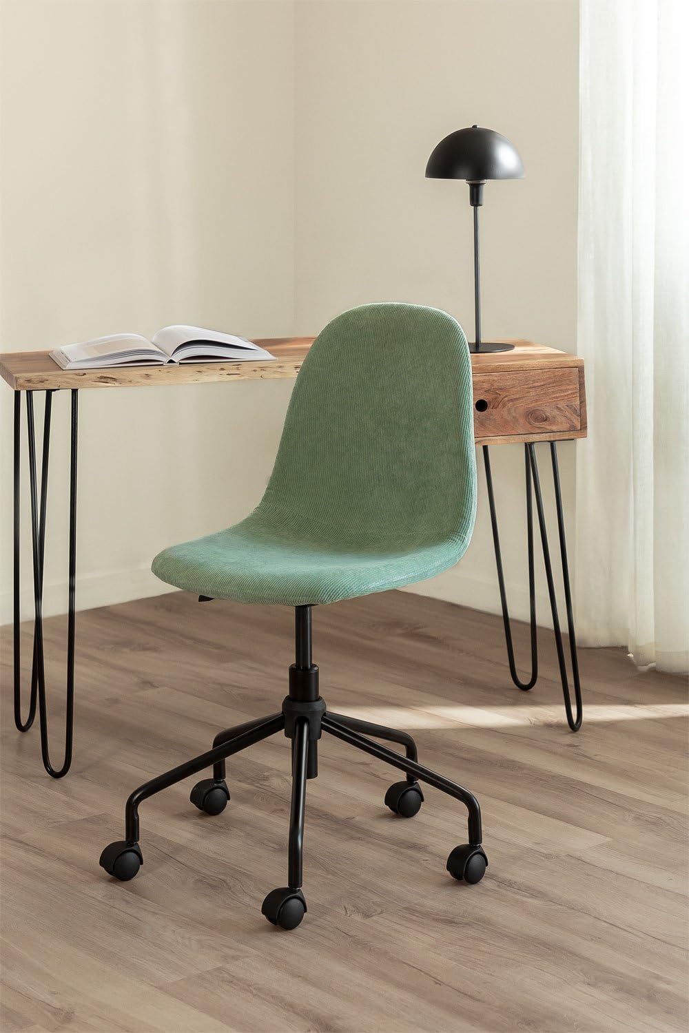 Sklum Glamm sedia da scrivania velluto a coste con ruote