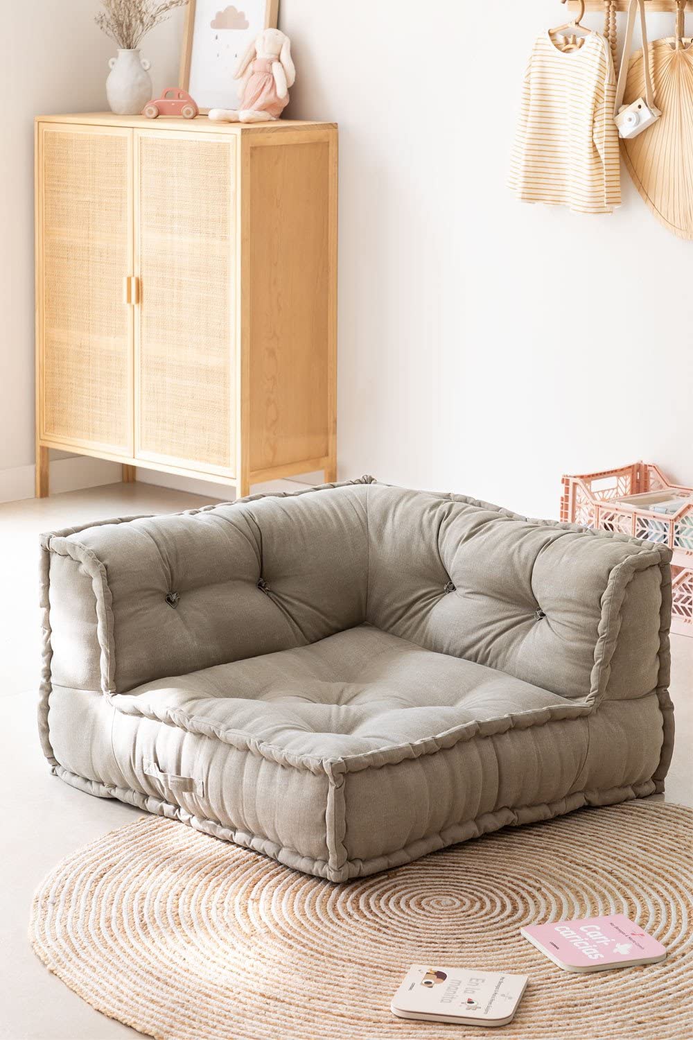 Sklum Dhel pouf divano grigio ghiaccio cotone