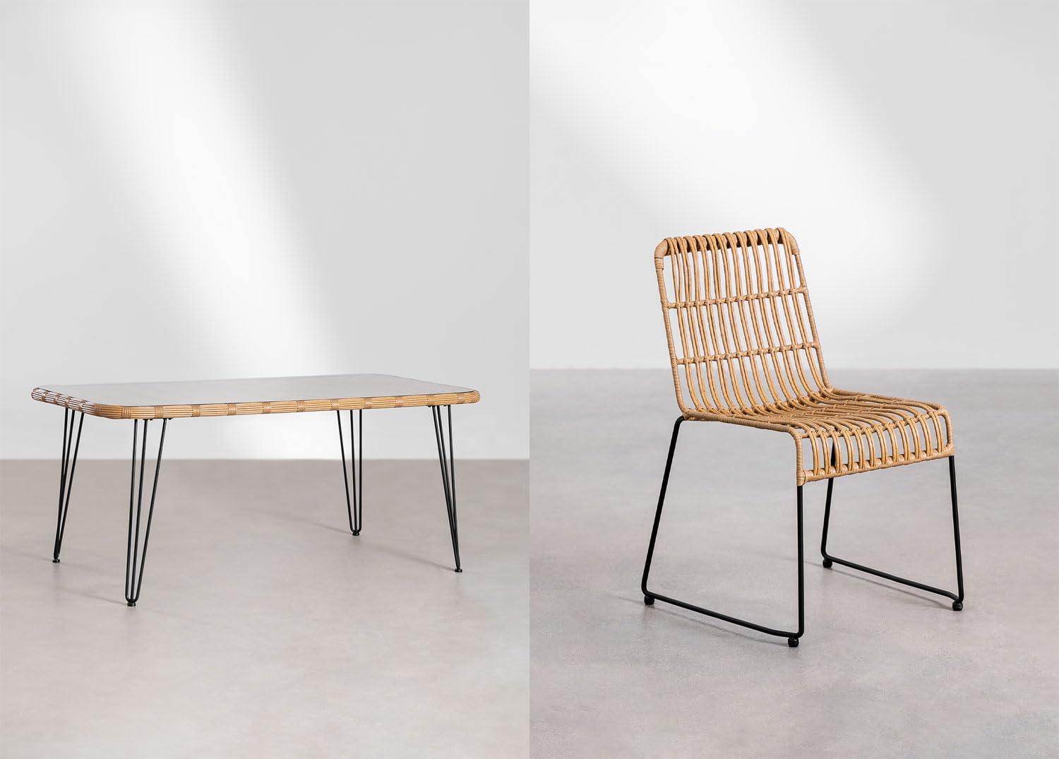 Sklum Leribert Aroa set pranzo rattan 180x90 6 sedie