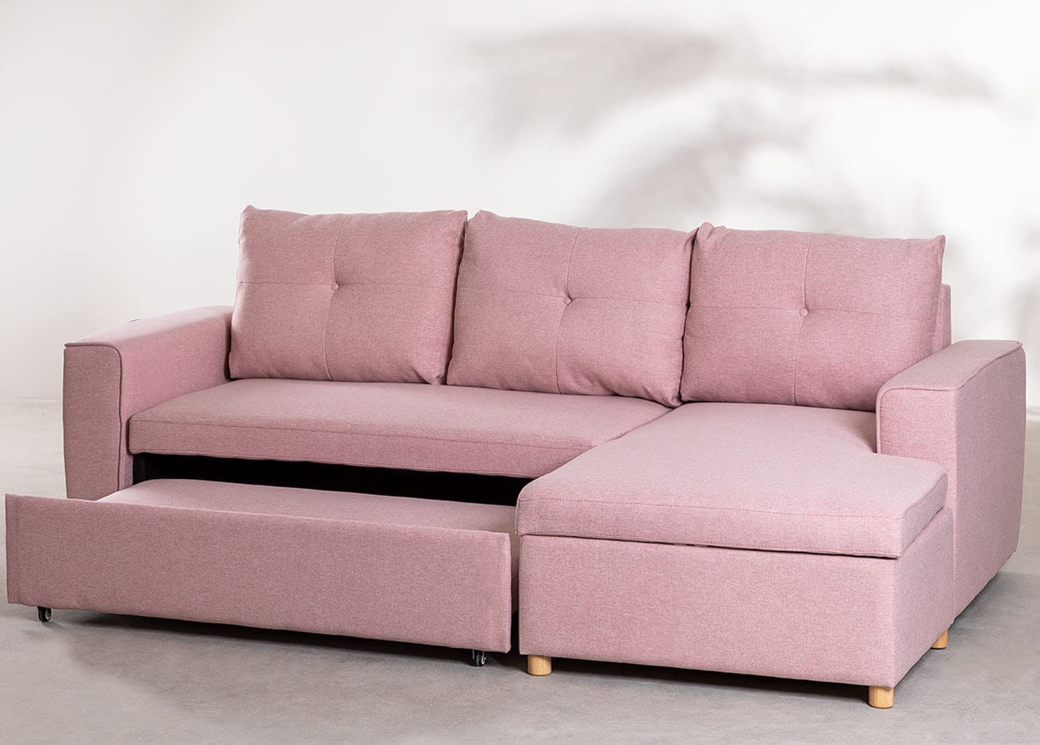 Sklum Calvin Divano Letto Chaise Longue 3 Posti Rosa