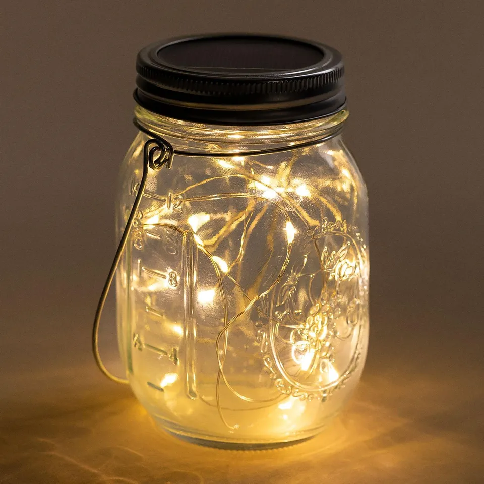 Sklum Zol vaso solare vetro 13 cm ghirlanda LED