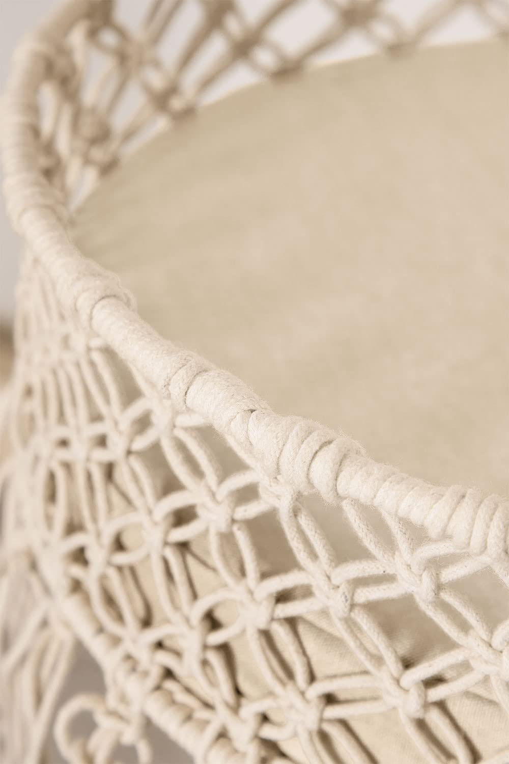 Sklum Norberg cestino pensile macramè beige Ø45 cm