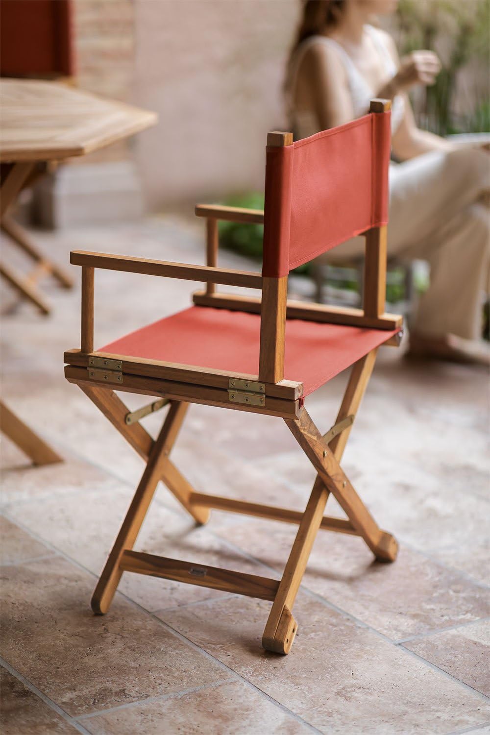 Sklum Ridley Style Sedia Regista Pieghevole Legno Tetto Rosso