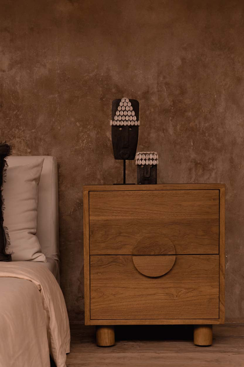 Bambua Eclipse comodino teak naturale 2 cassetti