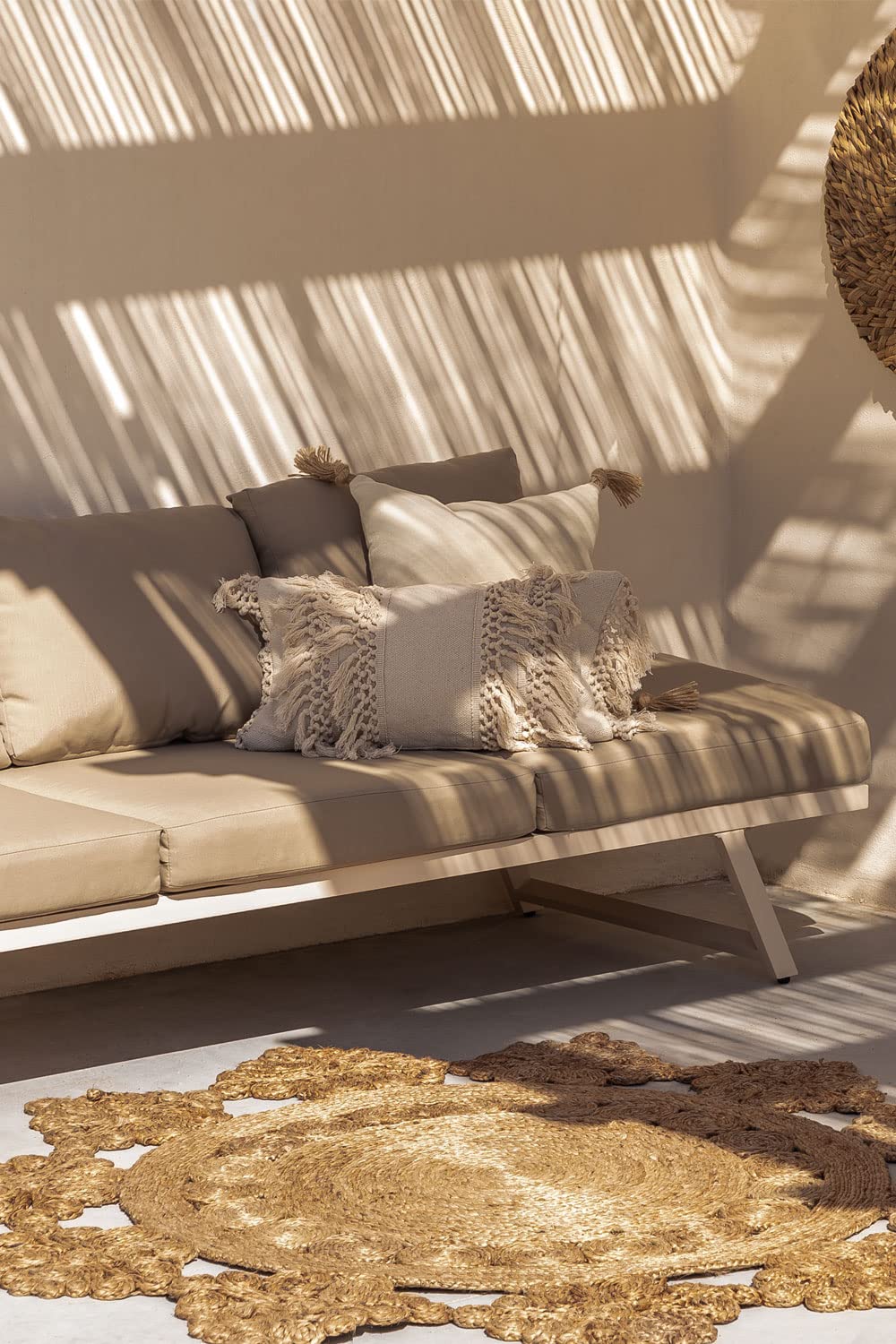 Sklum Libanc divano da giardino 3 posti beige reclinabile
