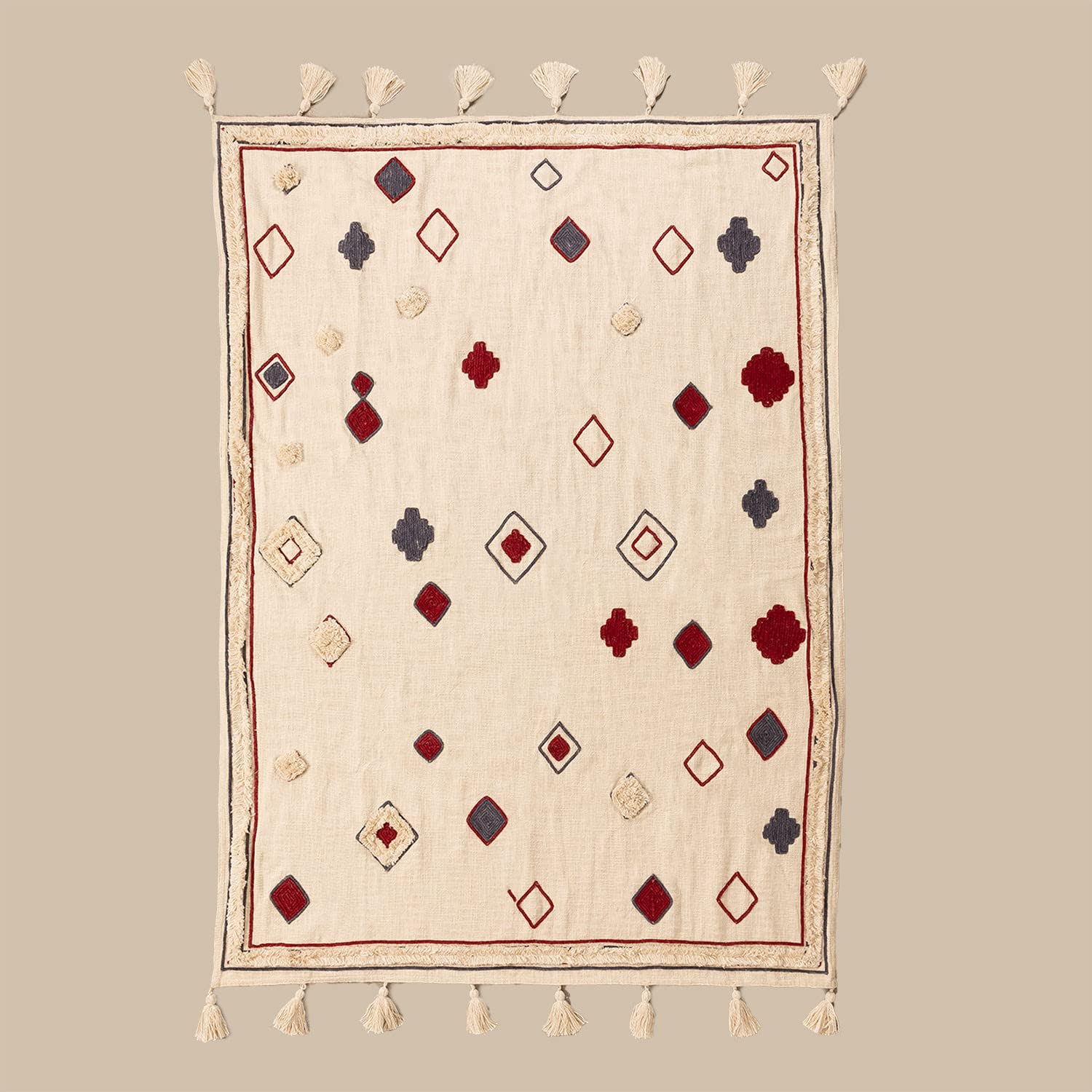 Sklum Ispa Plaid in Cotone Beige Crema 200x130 cm