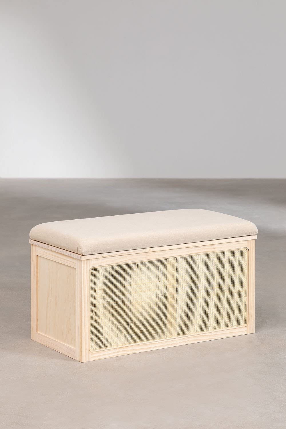 Sklum Reyna Baule in Pino e Rattan con Cuscino