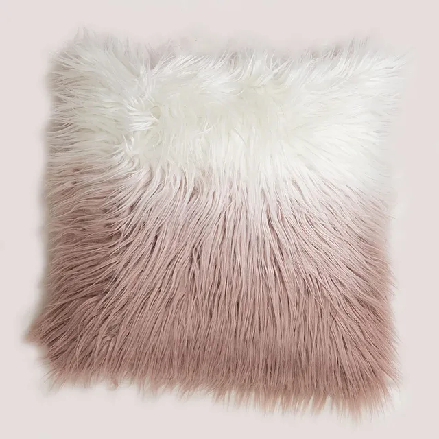 Sklum Friser cuscino quadrato 45x45 rosa nocciola pelo lungo