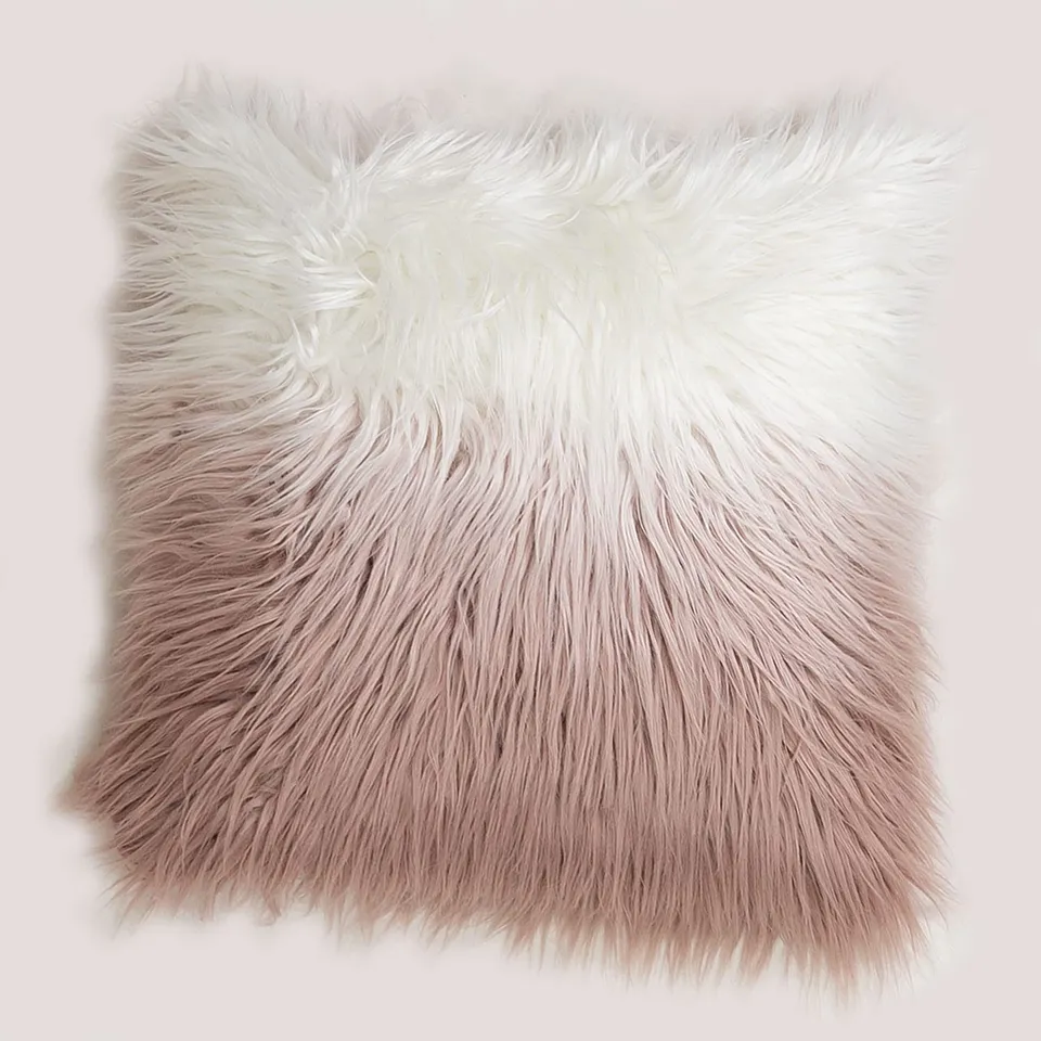 Sklum Friser cuscino quadrato 45x45 rosa nocciola pelo lungo