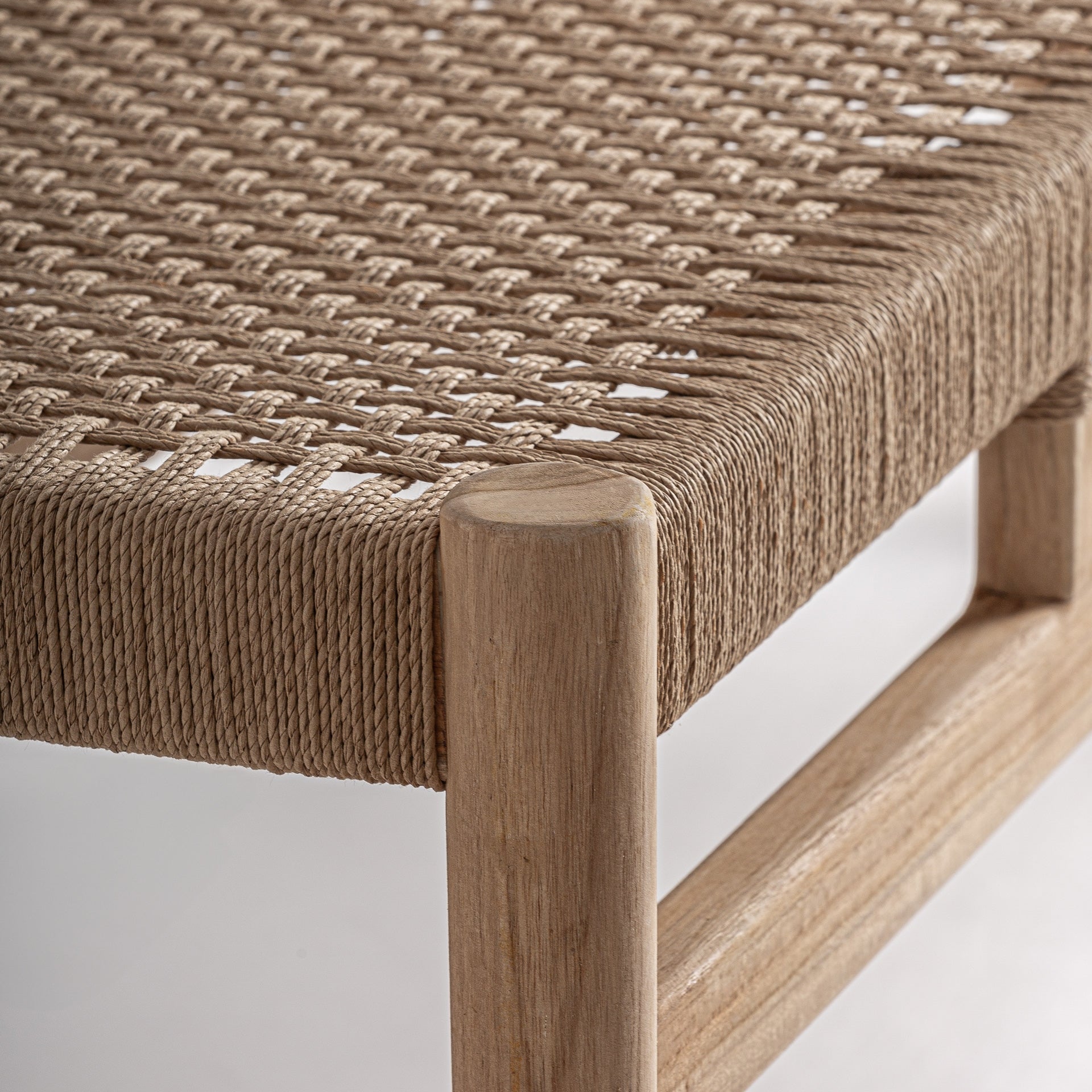 Bambua Caen Bench panca in teak e seagrass