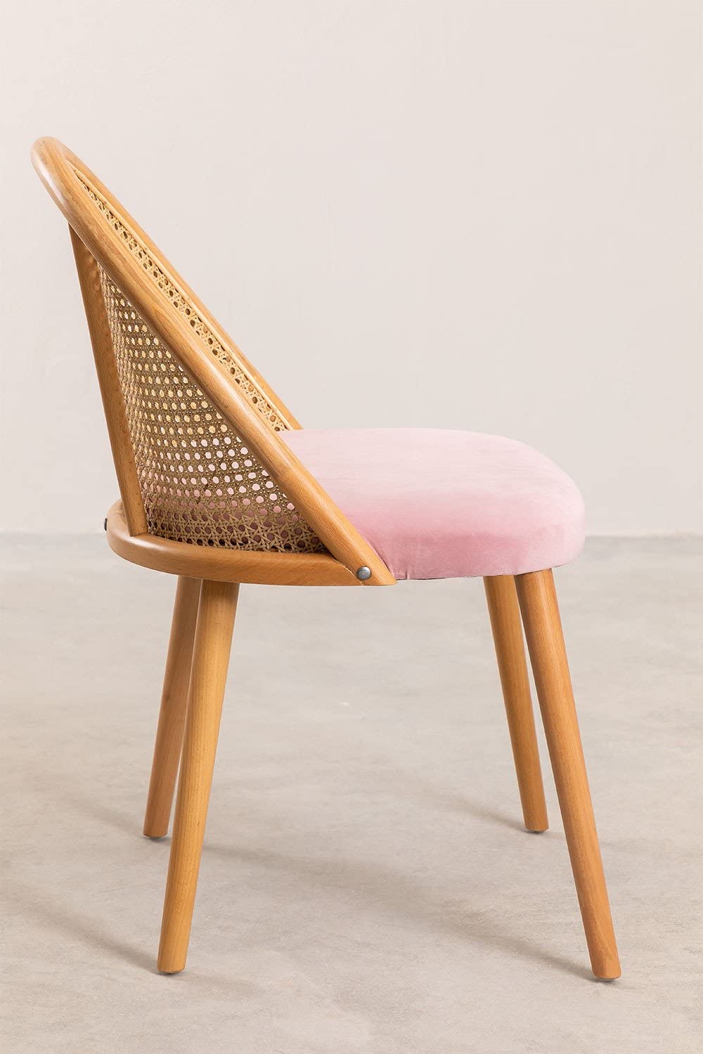 Sklum Kloe Sedia da Pranzo in Legno Rosa con Rattan