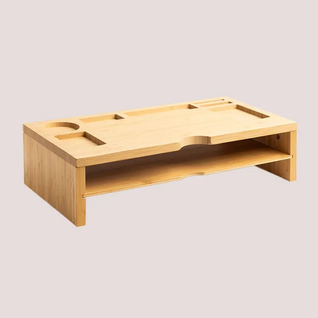 Sklum Jopkin supporto monitor bambù 60,5 cm con ripiano