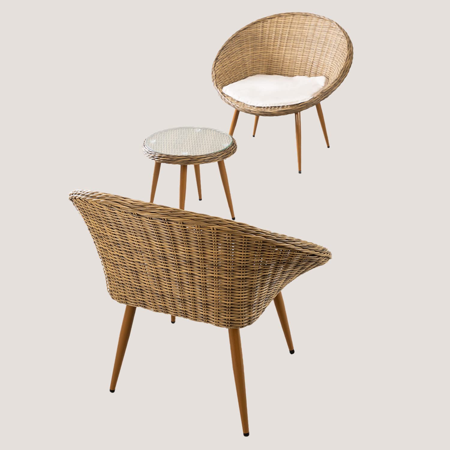 Sklum Ketai set giardino rattan marrone scuro 3 pezzi