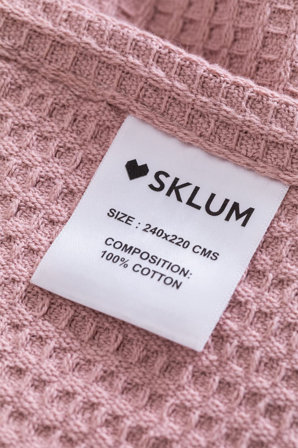 Sklum Bimba Coperta in Cotone Rosa Malva Nido d'Ape