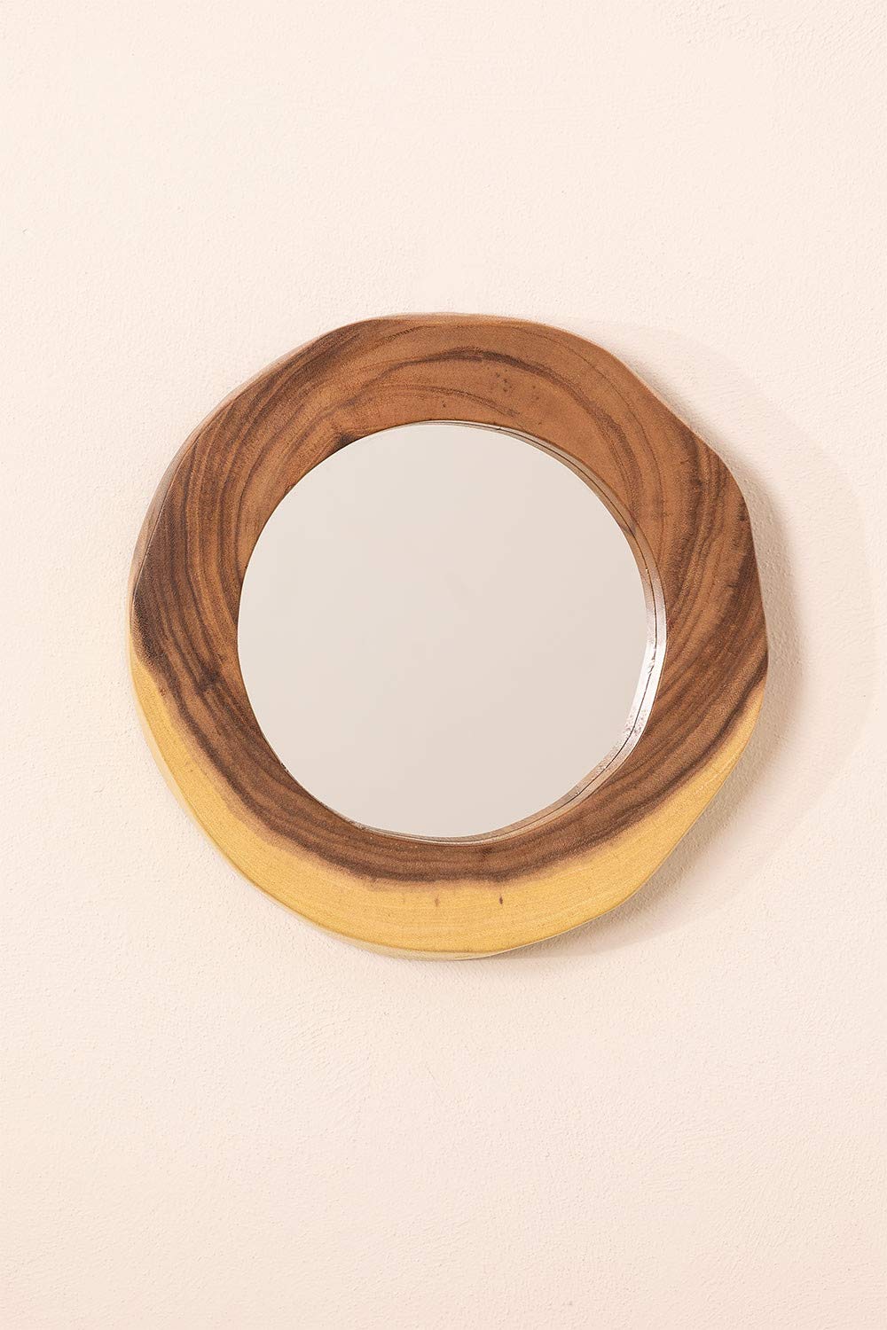 Sklum Vrao Specchio Rotondo 33,5x30,5 cm Legno Naturale
