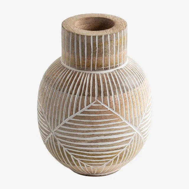 Sklum Gelo vaso in legno di mango 21 cm intagliato