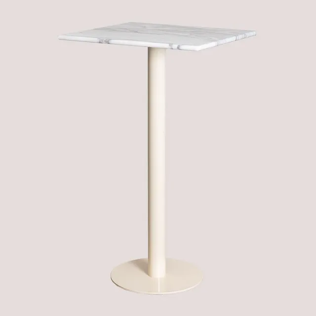 Sklum Chack Colors tavolo bar alto quadrato marmo beige 60 cm