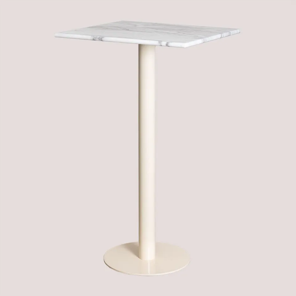 Sklum Chack Colors tavolo bar alto quadrato marmo beige 60 cm
