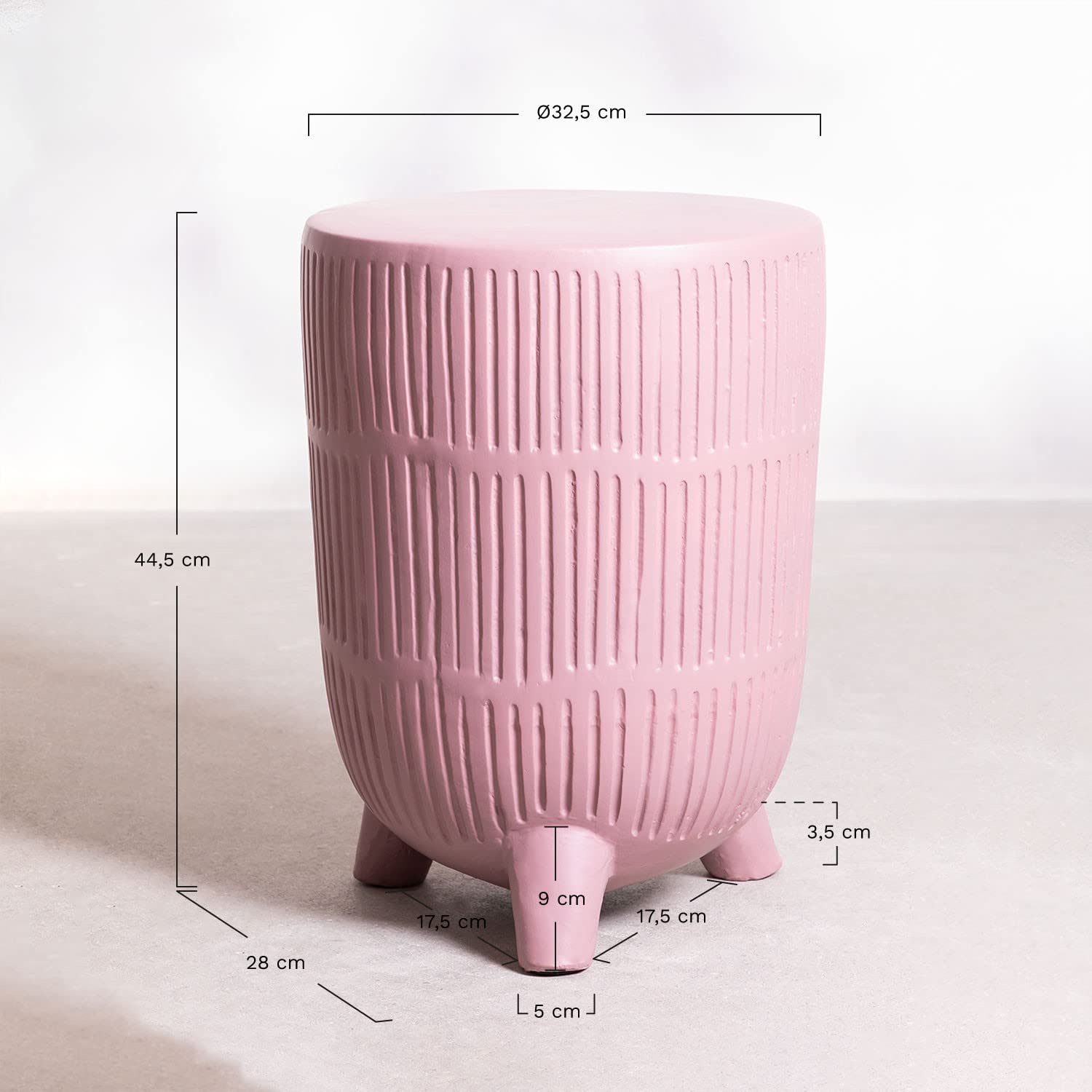 Sklum Greko Tavolino in Ceramica Rosa Ø32,5 cm opaco