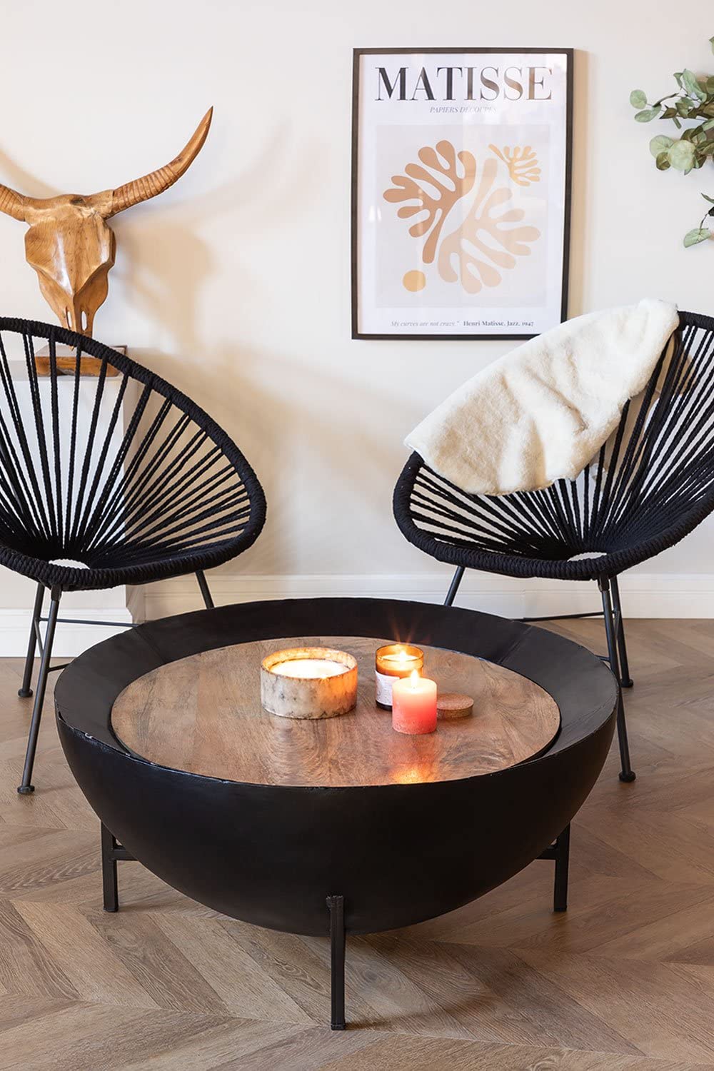 Sklum Curtis Tavolino Rotondo Ø90 cm in Mango Nero