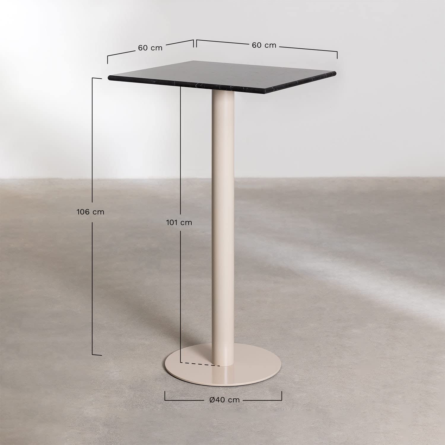 Sklum Chack Colors tavolo bar alto quadrato marmo beige 60 cm