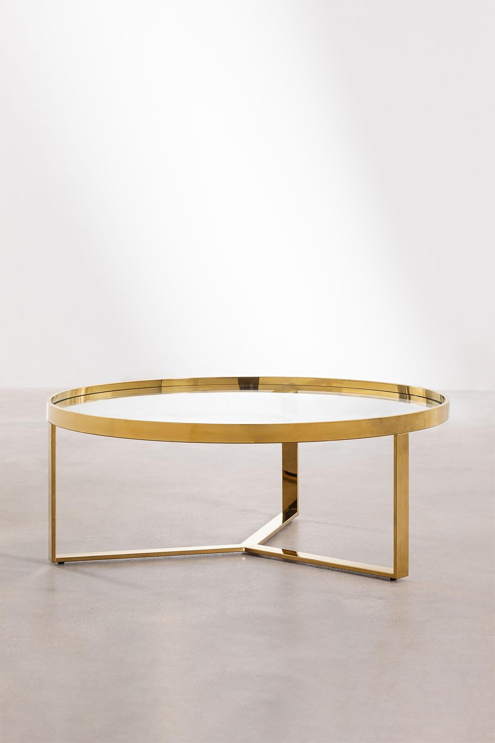 Sklum Amelia Tavolino Vetro Ø90 cm Dorato