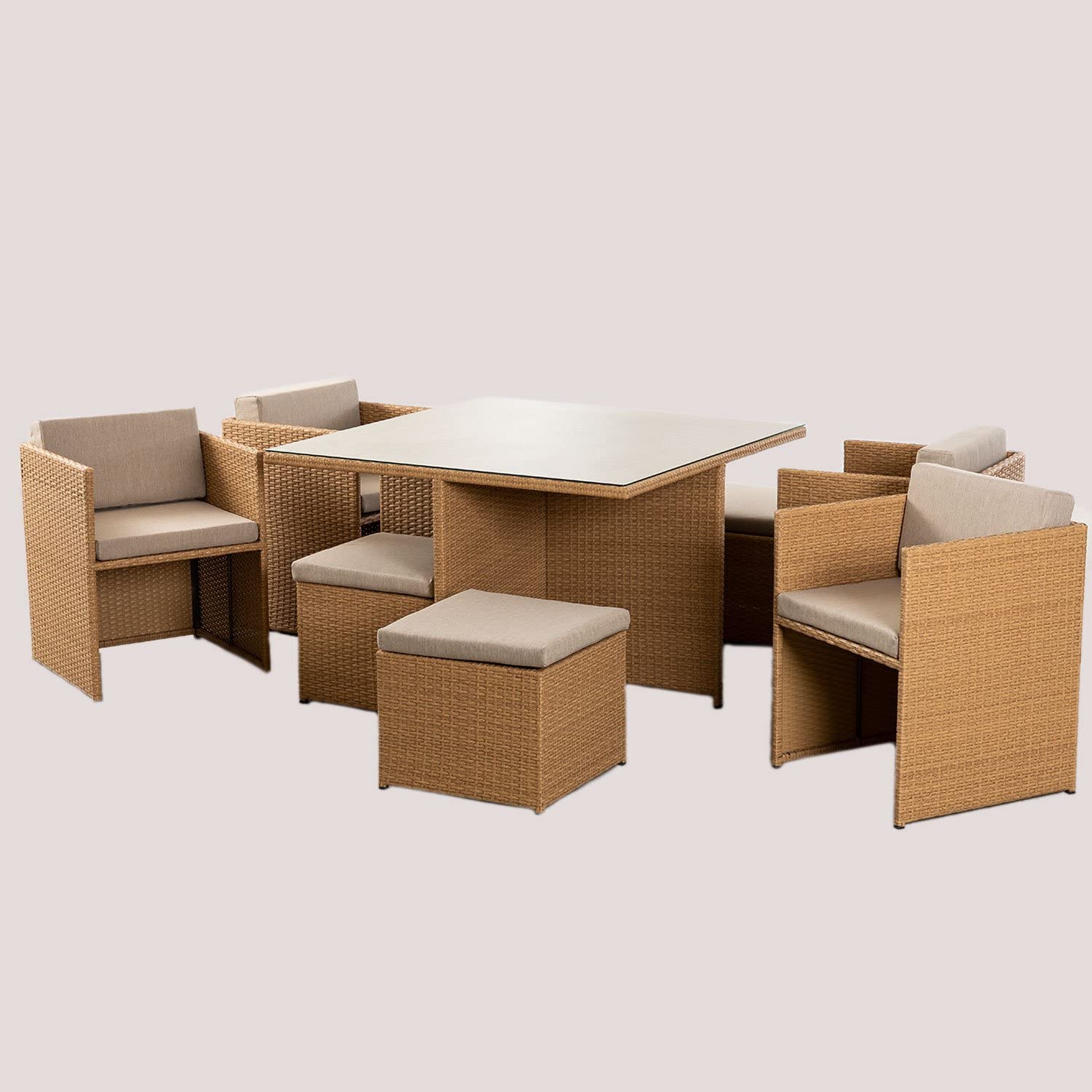 Sklum Piter Set Giardino Modulare Marrone Naturale Rattan
