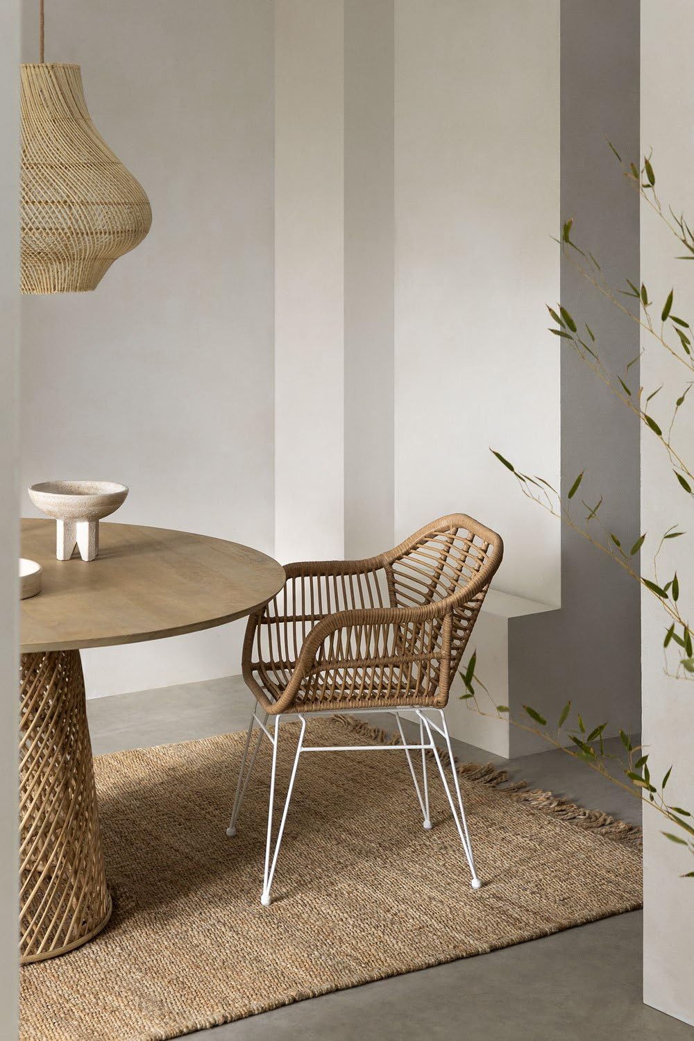 Sklum Zole Sedia da Giardino in Vimini Sintetico