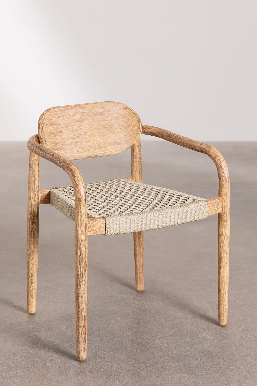 Sklum Naele set 4 sedie giardino legno e corda braccioli